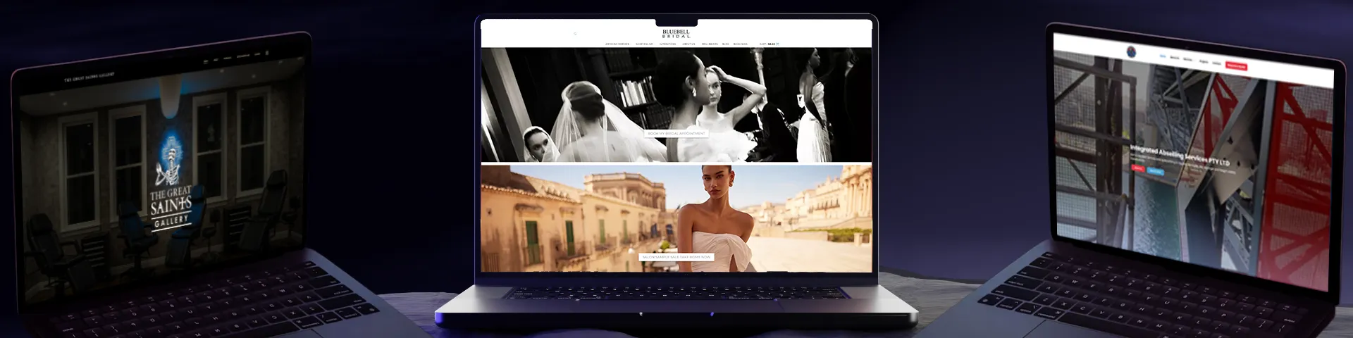 Web design and development work samples featuring responsive website designs
